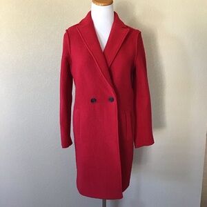 J. Crew Petite Red Daphne Topcoat in Italian Boiled Wool, Size 2P